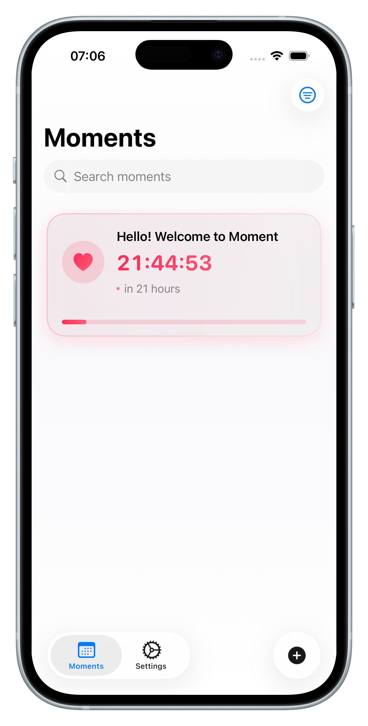 Moments app screenshot 1